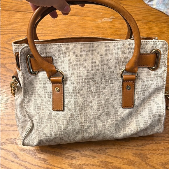 Michael Kors Brown and Cream Satchel with Gold-Tone Hardware - Picture 3 of 5